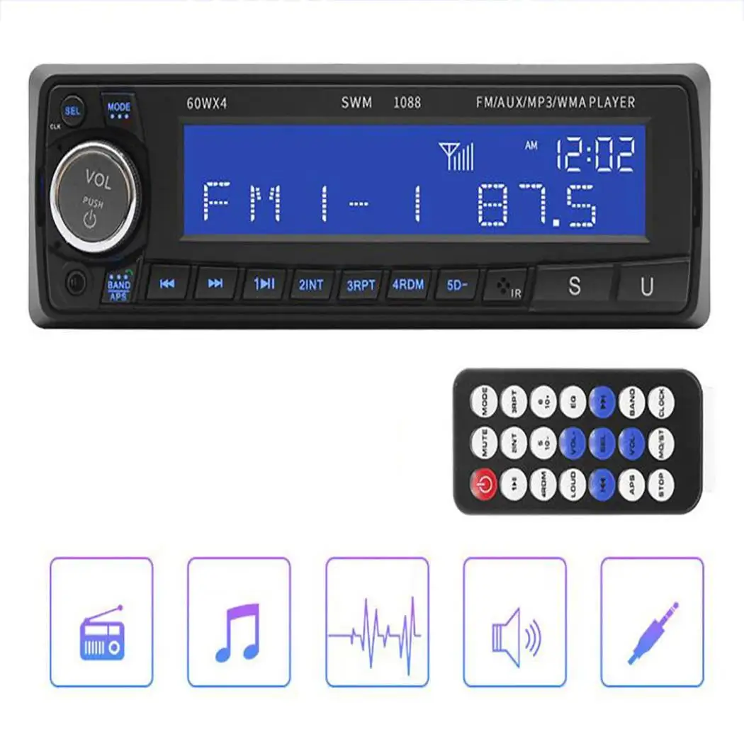 Один Дин FM радио автомобиль Mp3 плеер Bluetooth гарнитуры TF USB AUX автомобильный FM передатчик модулятор стерео аудио плеер SU-1088