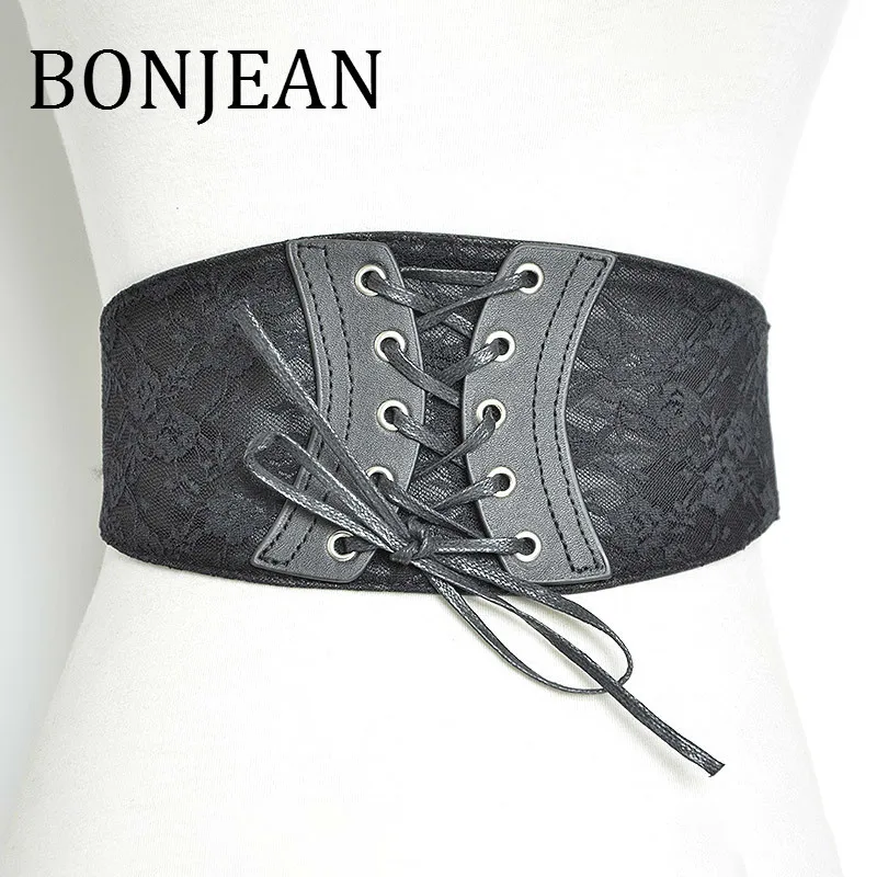 BONJEAN одежда аксессуары для женщин 2018 широкие поясные ремни кружева пэчворк пояс и широкий шнурок черный широкий пояс BJ517