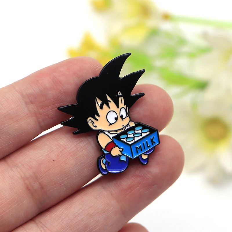 Мультфильм аниме-броши для мужчин DRAGON BALL эмалированные булавки для детей нагрудные булавки "сумка" значок на шляпу Wukong движущаяся молочная брошь SC4791