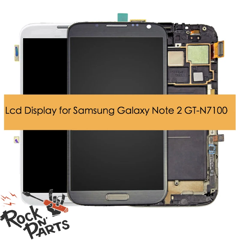 

Original LCD display assembled with touchscreen and front panel for Samsung Galaxy Note 2 GT-N7100 gray WHITE