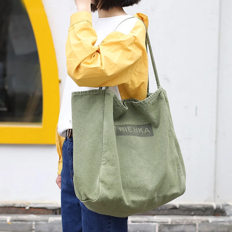 

Fashion Environmental Shopping Bag Korean Style Large Capacity Canvas Bag Casual Shoulder Bags For Women Handbag Bolsa Feminina