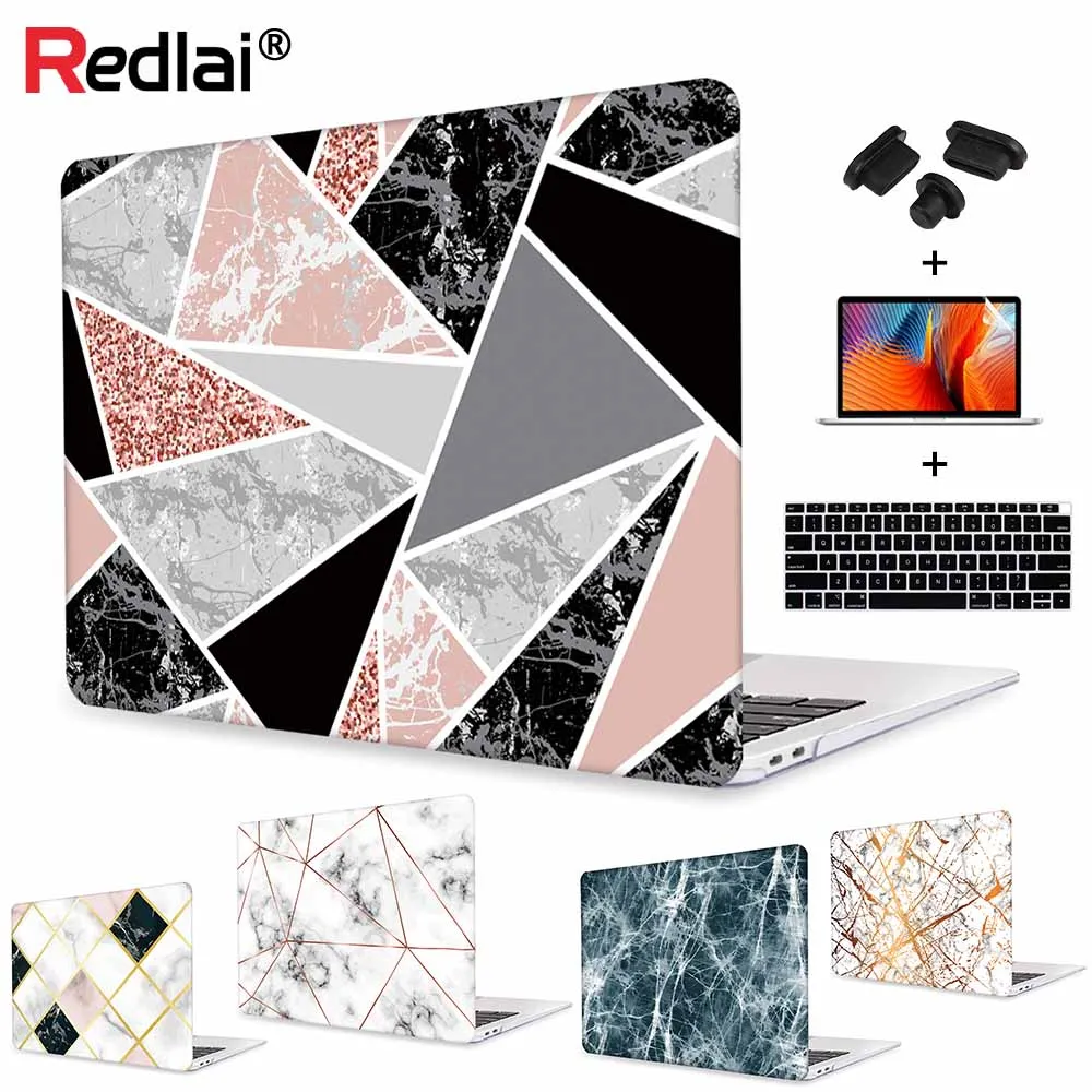 

Redlai Marble Pattern Plastic Hard Shell Case for MacBook 12" Air Pro Retina 13 15" Cover with Keyboard Cover Screen Protector