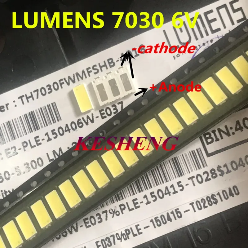 200pcs Lumens SMD СВЕТОДИОДНЫЙ 7030 6V 1W холодный белый для подсветки телевизора 200ma 1