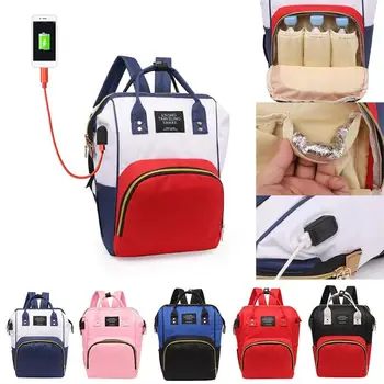 

2019 Baby Diaper Bag With USB Interface Large Capacity Waterproof Nappy Bag Kits Mummy Maternity Travel Backpack Nursing Handbag