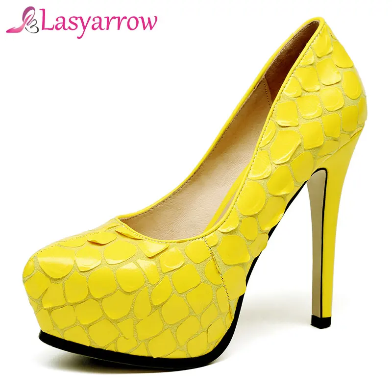 Lasyarrow Women Pumps High Heels Shoes 13cm Black Stiletto Round Toe Woman Platform Shoes Sexy Party Shoes Heels for Women J282