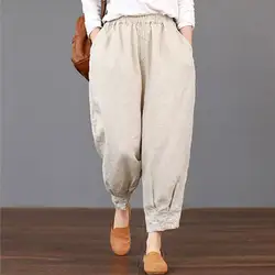 Винтажные женские повседневные Простые брюки с эластичной резинкой на талии, широкие брюки для танцев