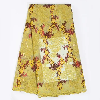 

Hot Sell Glitter Sequins French Tulle Lace Luxury Wedding Fabric Women Dress Sewing Party 5 Yards Materials African Fabric Lace