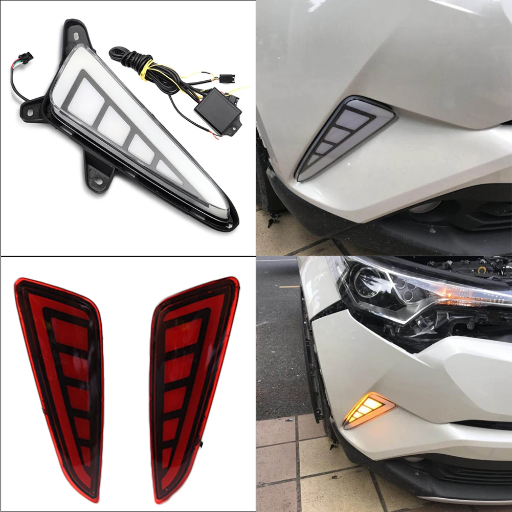 Светодиодный сигнал поворота дневного света+ задний бампер для Toyota CHR