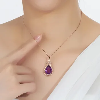 

14K Rose Gold Carat Heart-shaped Pendant Natural Agate Diamond Jade peridot Gemstone Pendant Necklace Colgante Bizuteria jewelry