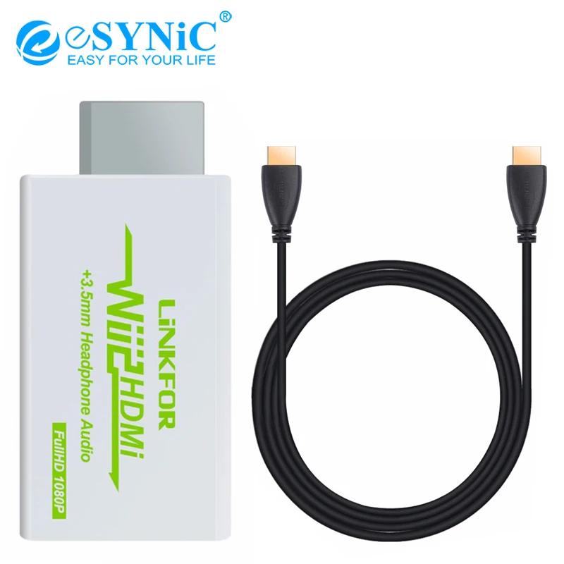 ESYNiC wii к HDMI конвертер 720 p 1080 сигналы аналоговый HD видео конвертировать Поддержка NTSC 480i 480 p/PAL 576i 3,5 мм аудио адаптер