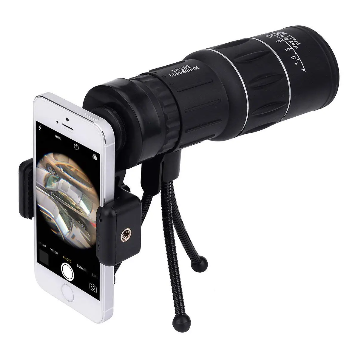 16x52 Dual Focus Monocular Telescope, Waterproof Spotting Scopes, HD Wide View, with Tripod/Universal Cell Phone Adapters for 