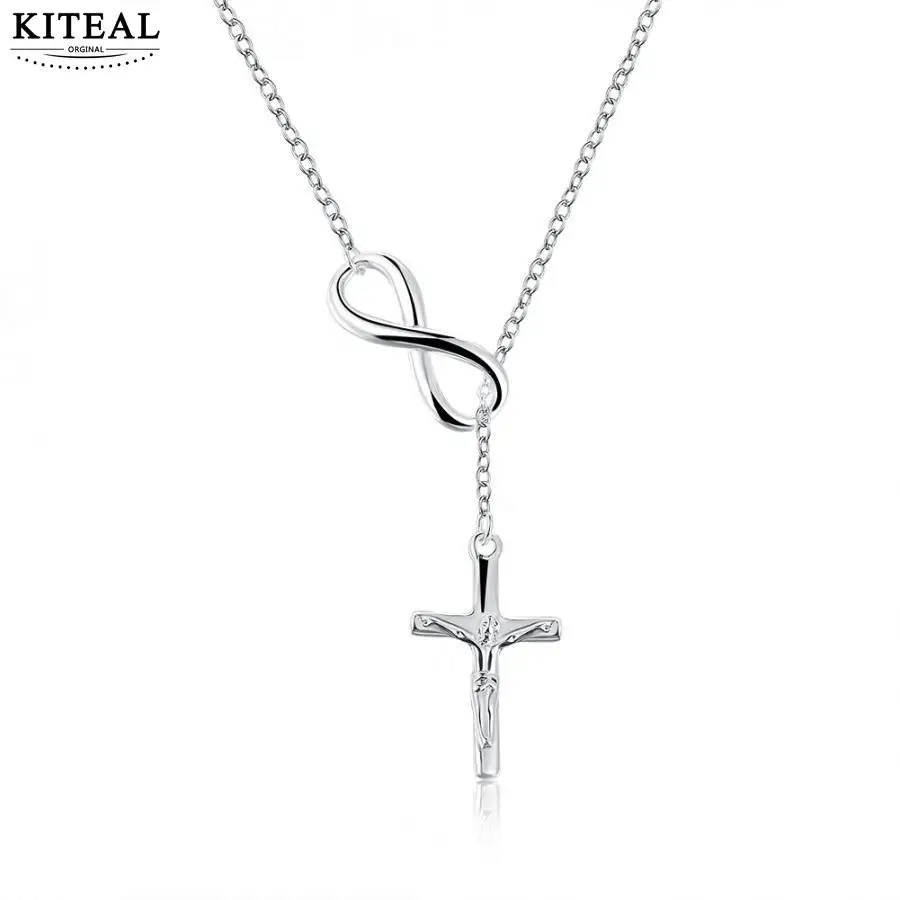 KITEAL 925 Новый! Серебряные женские ожерелья и кулоны подвеска удачи крестик Христос
