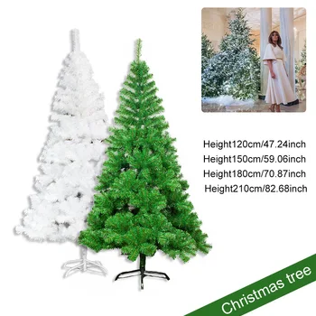 

1.2/1.5/1.8/2.1M Christmas Tree With Iron Stand Holder Green/White Dense Style For Home Party Christmas Decoration Ship from UK