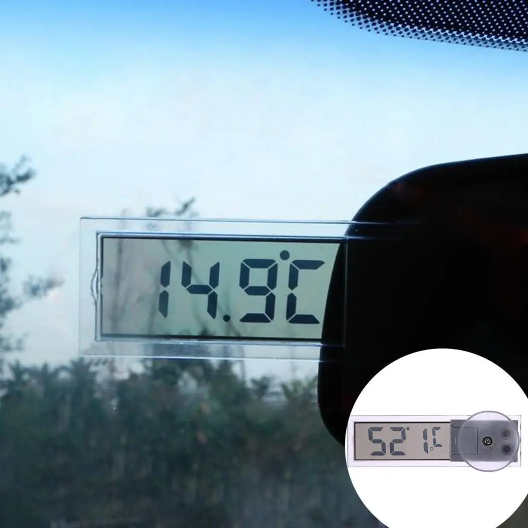 

Car Digital Clock Electronic Suction Cup Clock Auto Transparent LCD Car Digital Window Thermometer Car Accessories Car Styling