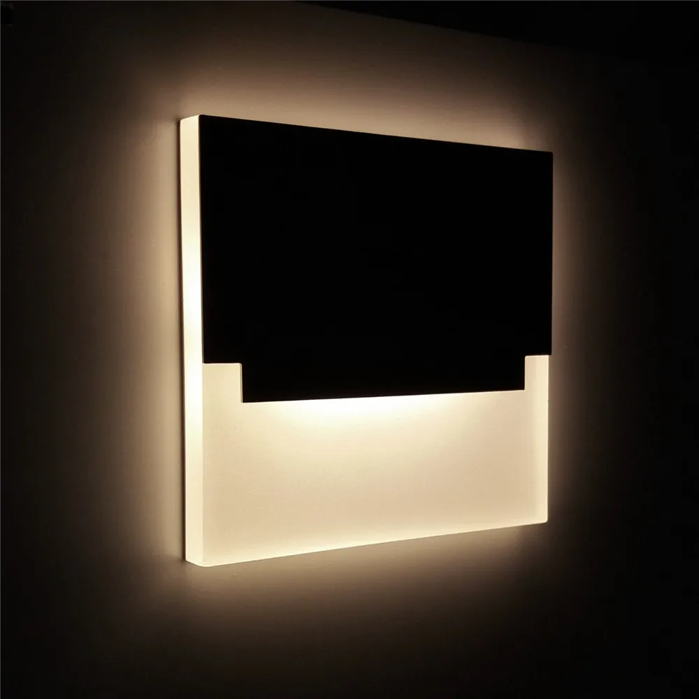 

Lampada New led wall light 3W Modern acrylic wall sconce AC90V to 260V Recessed stairs step night lights Home deocr wall lamp