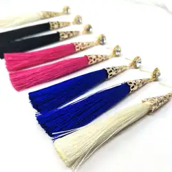 Богемная Кисточка Серьги Для женщин Модные украшения падение длинные сережки шелковой ткани этнические Винтажные серьги
