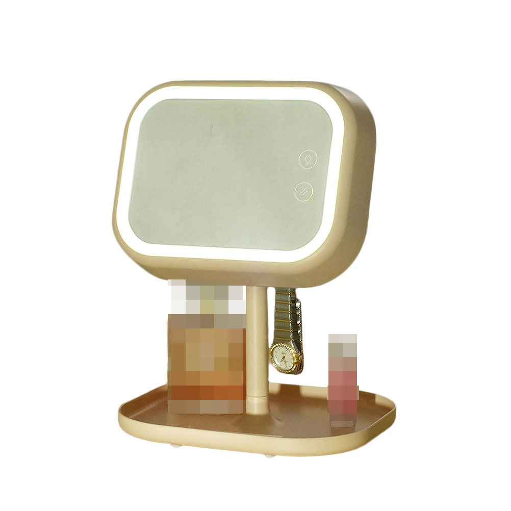 

1PC Dimmable Rotary Portable LED Single-sided Cosmetic Mirror Vanity Mirror Storage Box for Girl