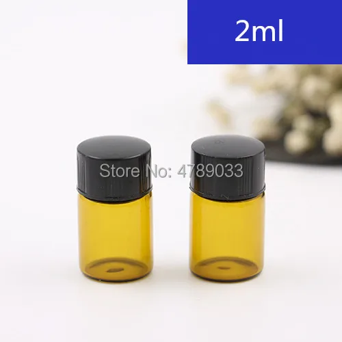

100/300pcs Empty Glass Essential Oil Bottle 2ml Refillable Sample Bottle Brown Glass Vials With Cap,Glass Perfume Bottle