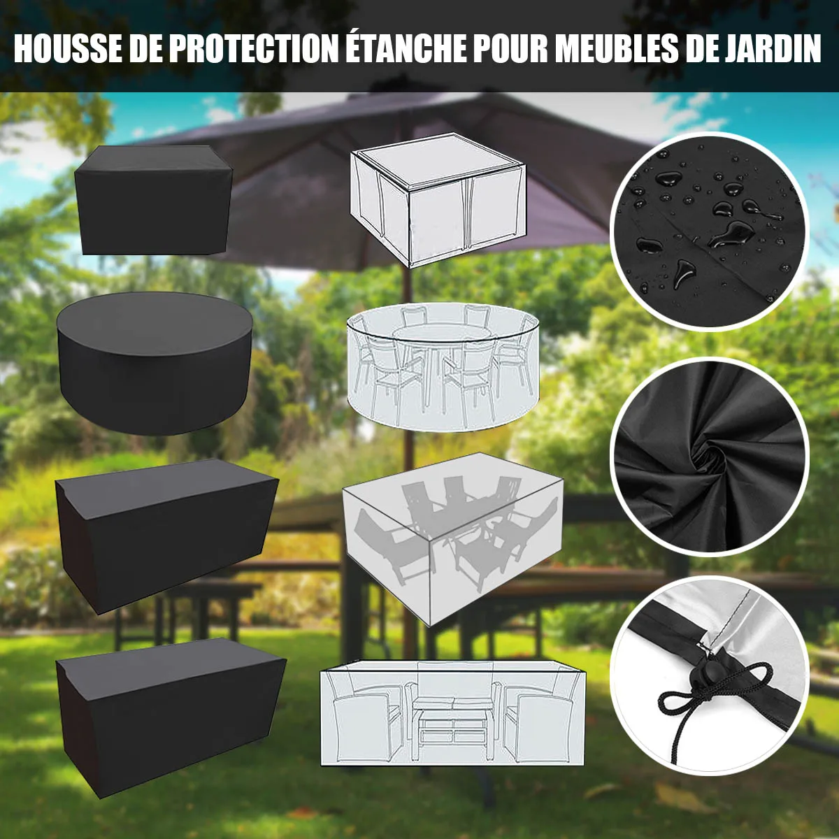 4 Sizes Waterproof Garden Patio Furniture Cover Set Table Bench