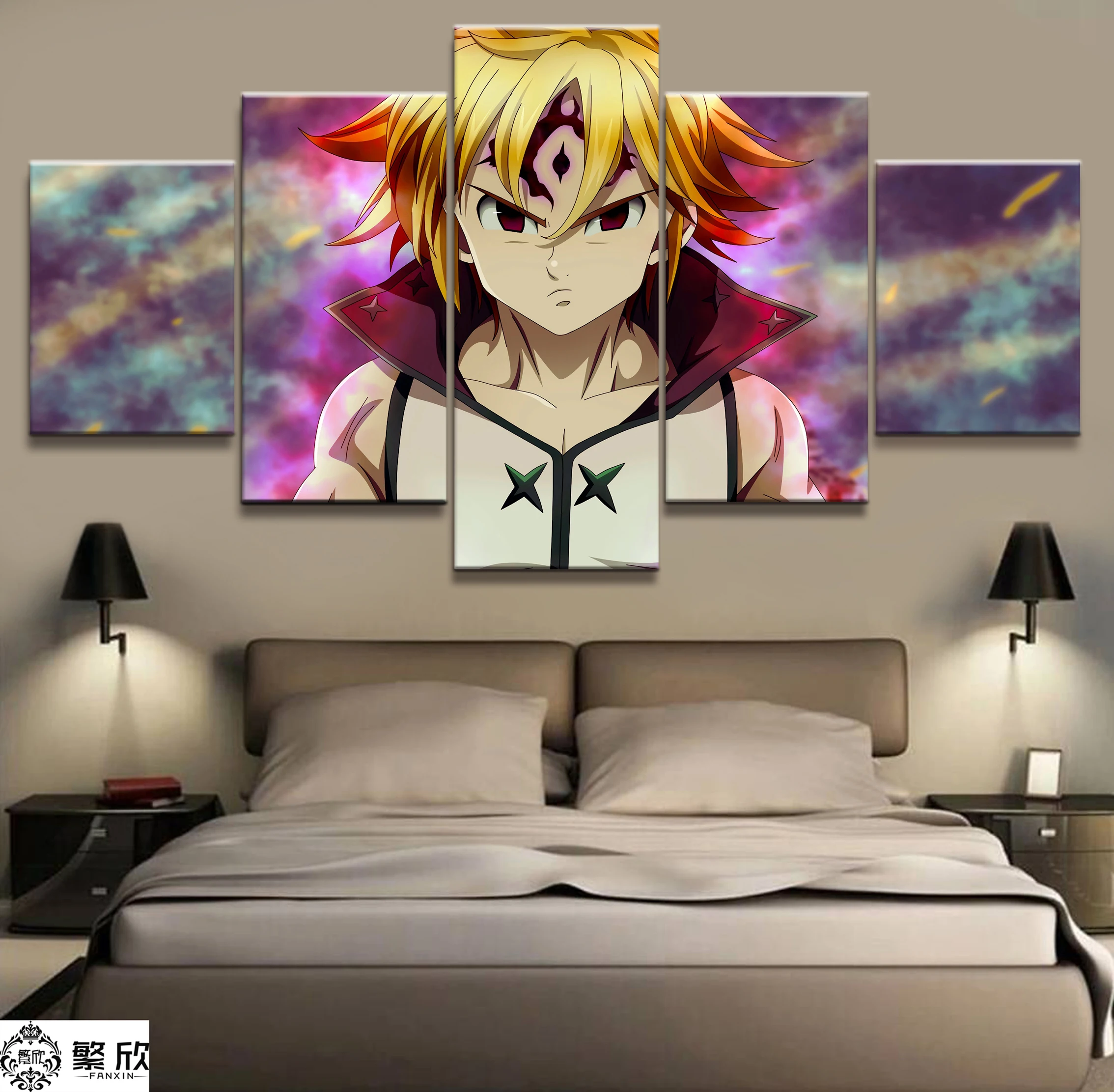 

Home Decor Modular Canvas Painting Picture 5 Piece The Seven Deadly Sins Anime Characters Poster Wall For Home Canvas Wholesale