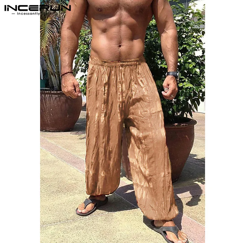 INCERUN Lose Hosen Baggy Breite Beine Hosen Männer Casual Hosen Tie Dye Drucken Elastische Taille Jogger Hosen Dance Jogginghose Hombre