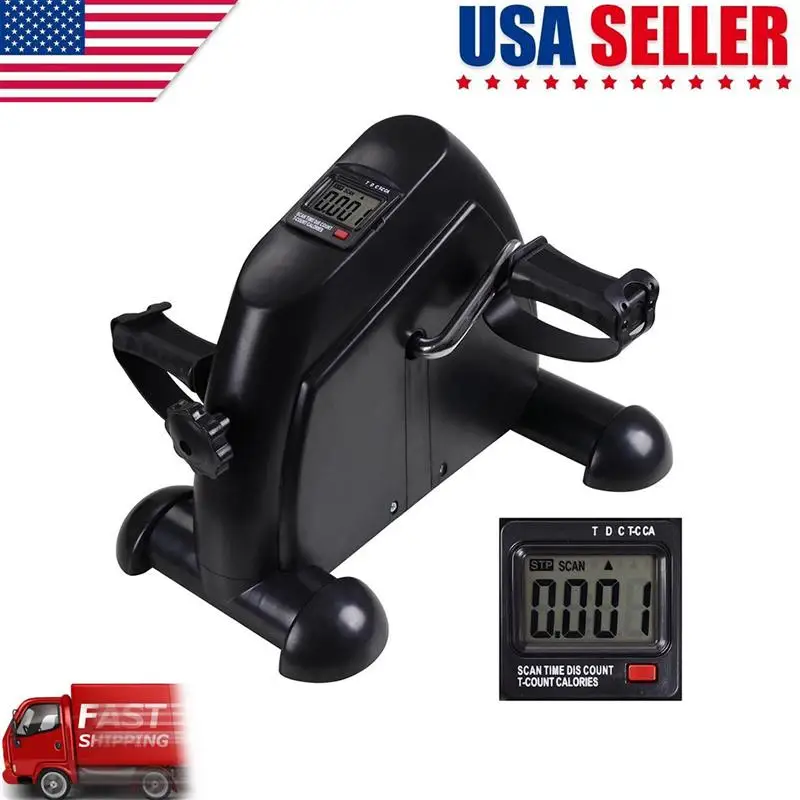 

Indoor Exercise Bike Resistance Adjustable Mini Pedal Exerciser with LCD Display without Battery (Black)