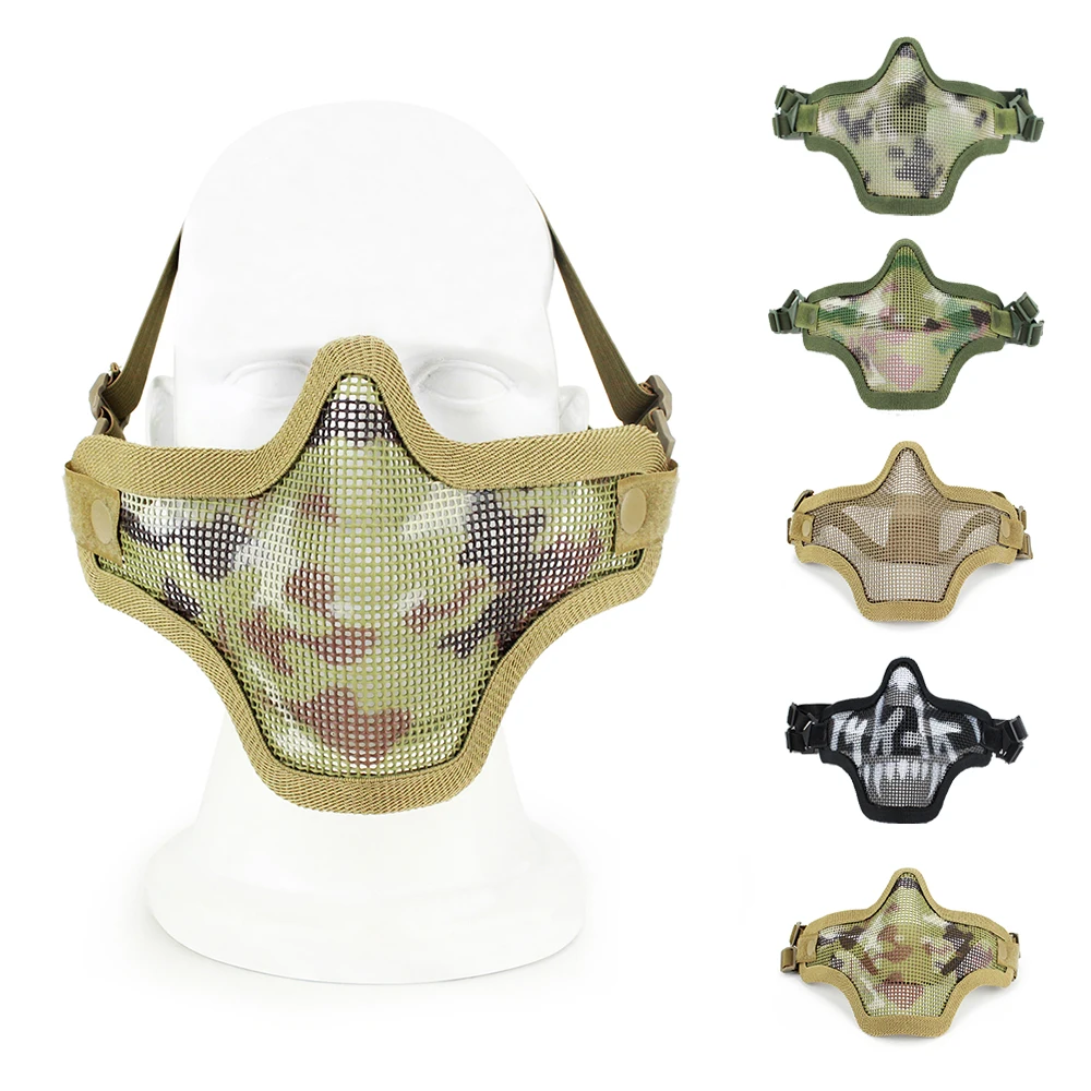Foldable Tactical Steel Half Face Mask Protective Mesh Low Face Mask