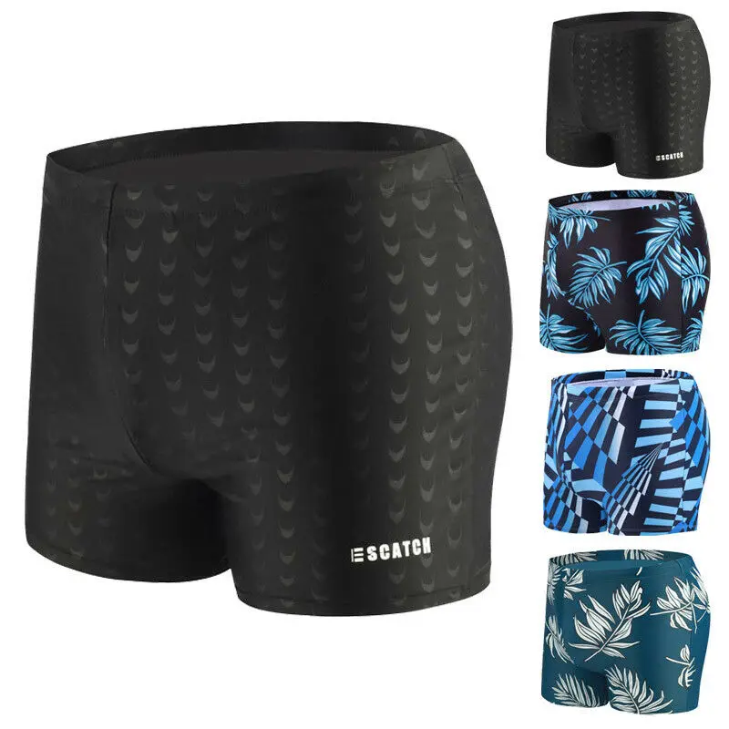

2019 New Style Fashion Hot Sexy Men Comfortable Boxer Briefs Print Swimming Swim Low Wasit Trunks Swimwear Trunks