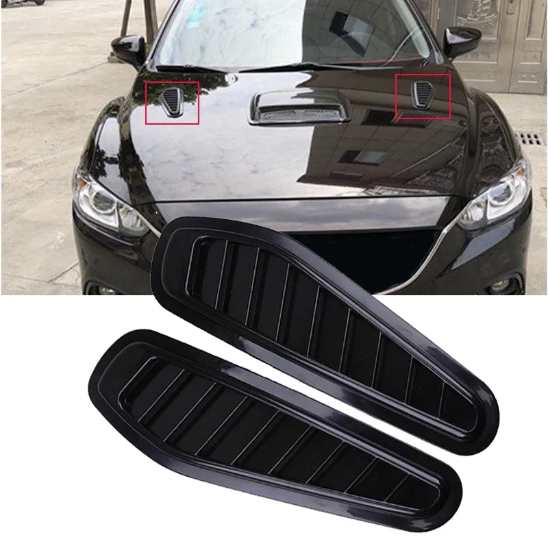 

Black Air Flow Cover Hood Stickers ABS Car Decorative Intake Hood Scoop Vent Bonnet Cover Fits for most cars with engine hood