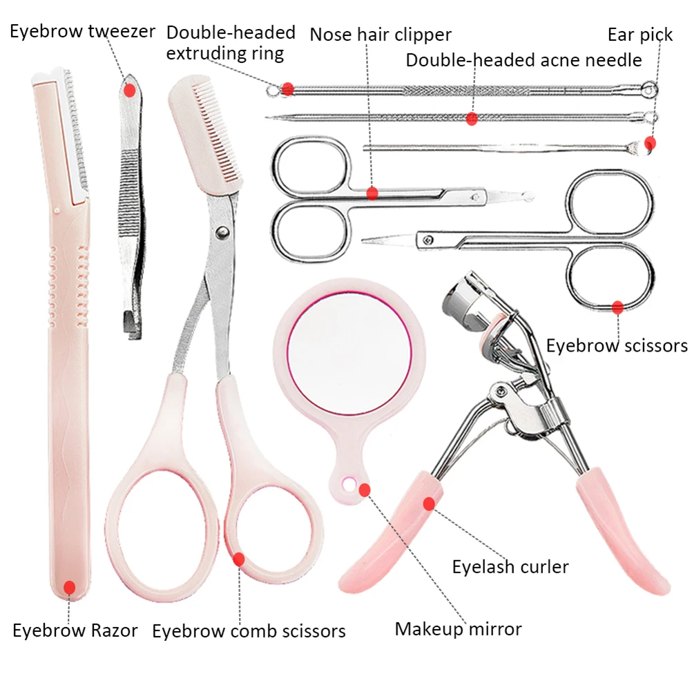 1 компл. Портативный бровей отделка комплект бровей ножницы-пинцет бритвы косметический инструмент
