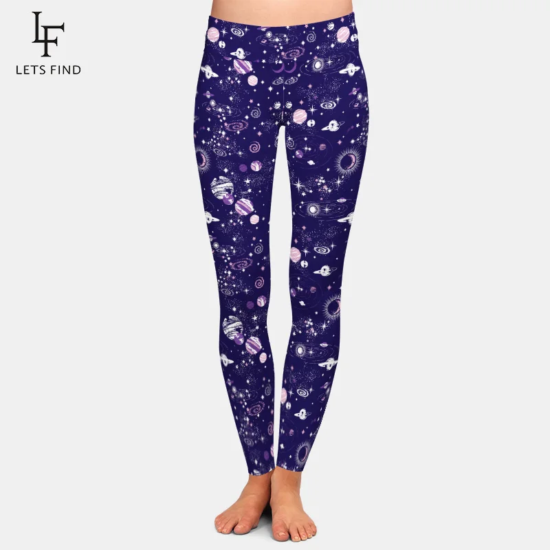 

New 3D Print Galaxy Women High Waist Purple Leggings Milk Silk Fitness Leggings Gothic Fashion Sexy Plus Size Woman Pants