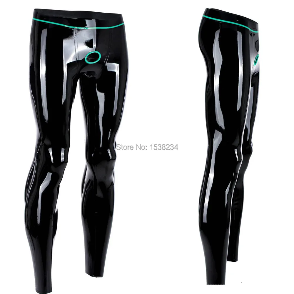 

Latex Legggings Men Skinny Rubber Leggings Ring Holes Customized