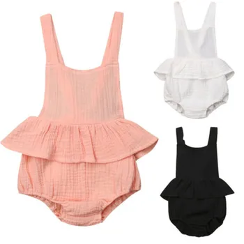 

0-24M New Born Baby Clothes Solid Black White Pink Rompers Baby Boys Girls Clothes Infant Toddler Kids Boys Sleeveless Jumpsuits