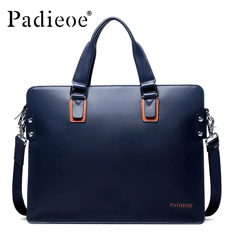 

Padieoe New Fashion Genuine Leather Handbag Business Men Messenger Bags Luxury Brand Men Briefcases Designer MaleTote Laptop Bag