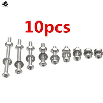 

10Pcs Metric M3 304Stainless Steel 5-30mm Button Round Head Hex Socket Cap Screw Bolt Screw With Full Nuts And Thick Washers