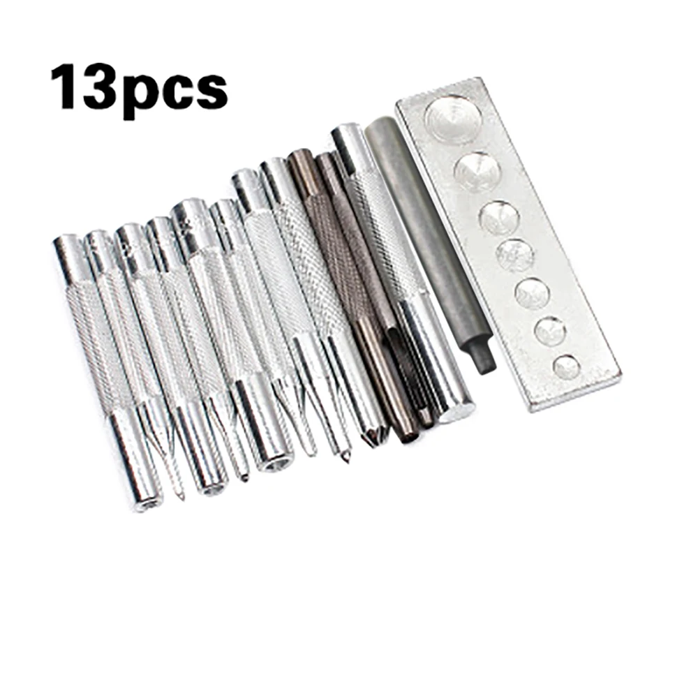 

13 pcs/lot Button Installation Tool Snaps Buttonl Hand Knock Installation Grinding Tool for Metal Rivet Pressing Button Machine