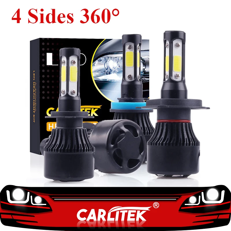 CARLitek 4 Sides Diodes H7 Led Car Headlight Kits H4 9005 HB3 9006 HB4