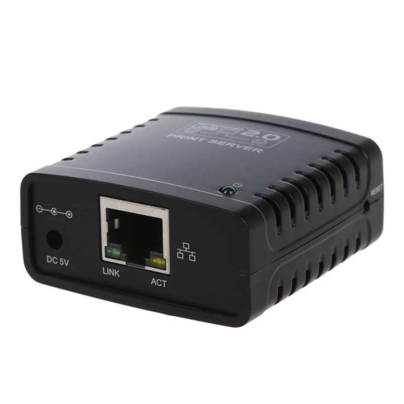 

AAAJ-Print Server USB 2.0 Ethernet Network LPR for LAN Ethernet Networking Printers Share black