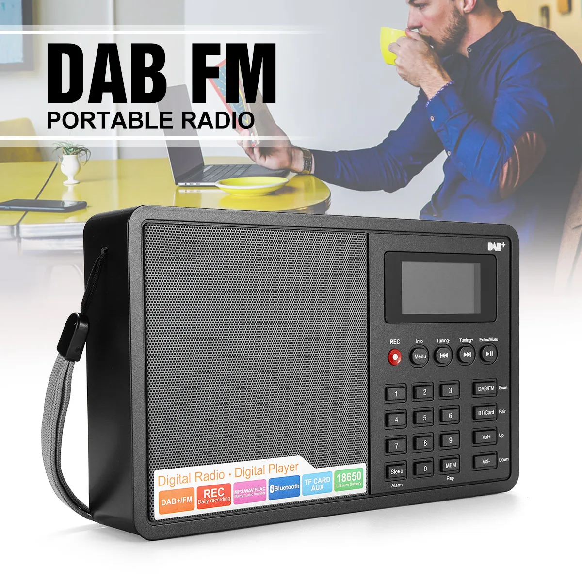 

Portable DAB/DAB+ FM Bluetooth4.0 1.8 Inch TFT Screen LCD Digital Radio Music Speaker MP3 USB Alarm Clock Digital Support RDS