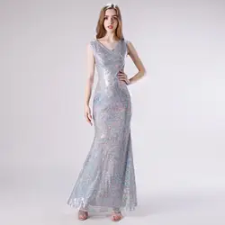 Vivian's Bridal High-end candy color платье с блестками для выпускного вечера 2019 сексуальное двойное v-образным вырезом блестящее Макси платье с пайетками