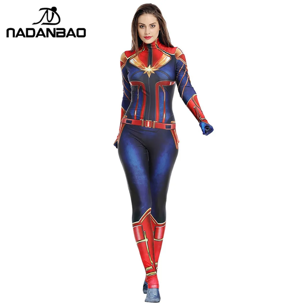 NADANBAO Carol костюм кары Дэнверс косплей Капитан 3D супер герой боди Пурим Carvinal костюмы для женщин плюс размер Комбинезоны