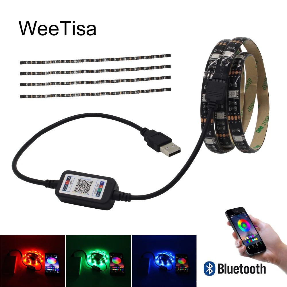 Светодиодные ленты светильник Bluetooth USB Водонепроницаемый SMD 5050 ТВ Подсветка Tria 5V
