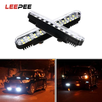 

LEEPEE 1 pair 30 SMD Car Daytime Running Lights Amber Turn Signal Light White DRL Parking Lamp DC 12V Fog Lamp Bulb
