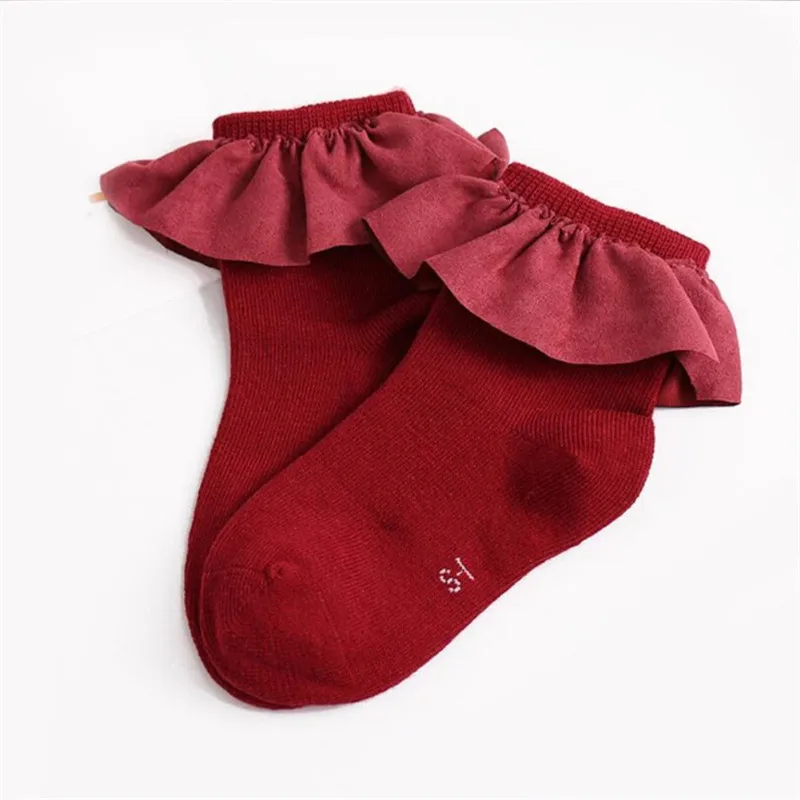 Детские короткие носки 5 цветов с кружевным рантом, забавные вязаные носки для новорожденных, Новые Популярные носки для девочек 2-8 лет