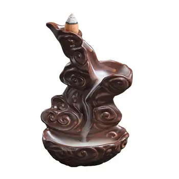 

Brown Backflow Incense Burner Smoke Waterfall Incense Burner Holder Home Decor Ceramic Censer Use In Home Office Teahouse