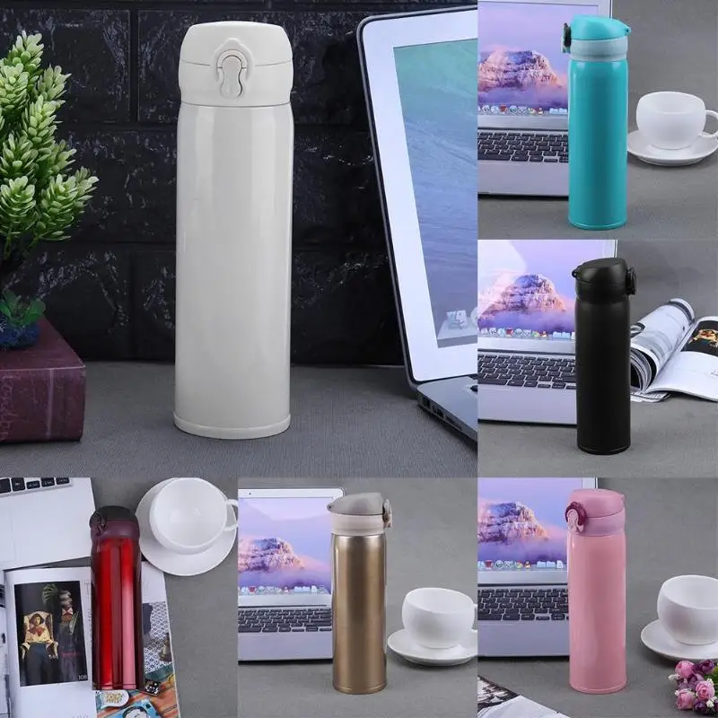 

450ml Travel Mug Water Thermos Stainless Steel Double Wall Thermal Cup Bottle Vacuum Cup School Home Tea Coffee Drink Bottle