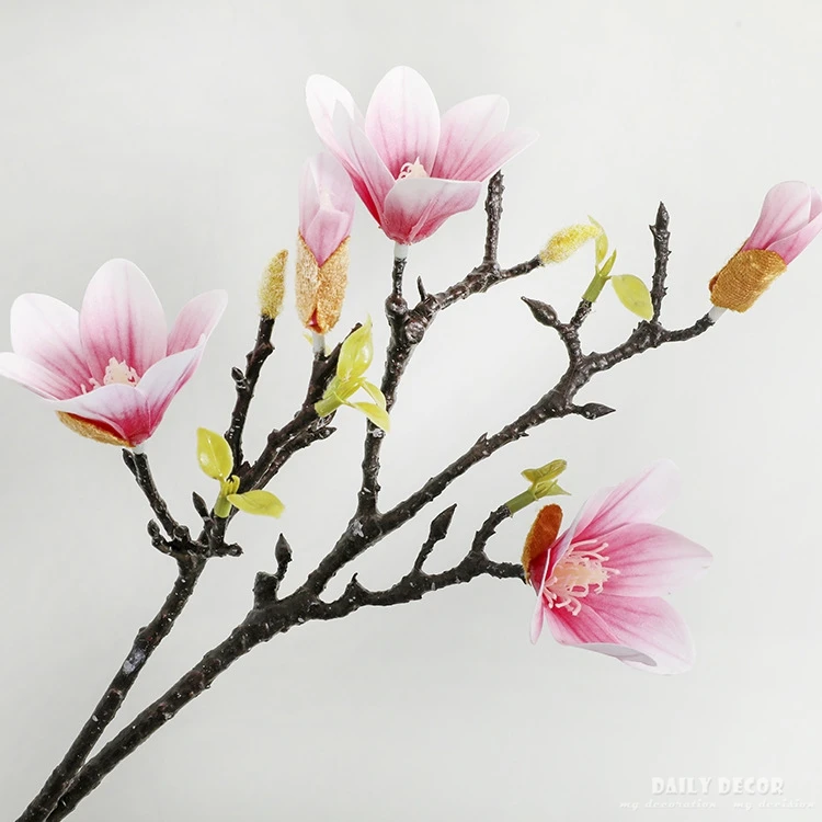 

3D Real touch high simulation Magnolia decorative artificial Silicone flower hand feel / felt high quality magnolias orchids