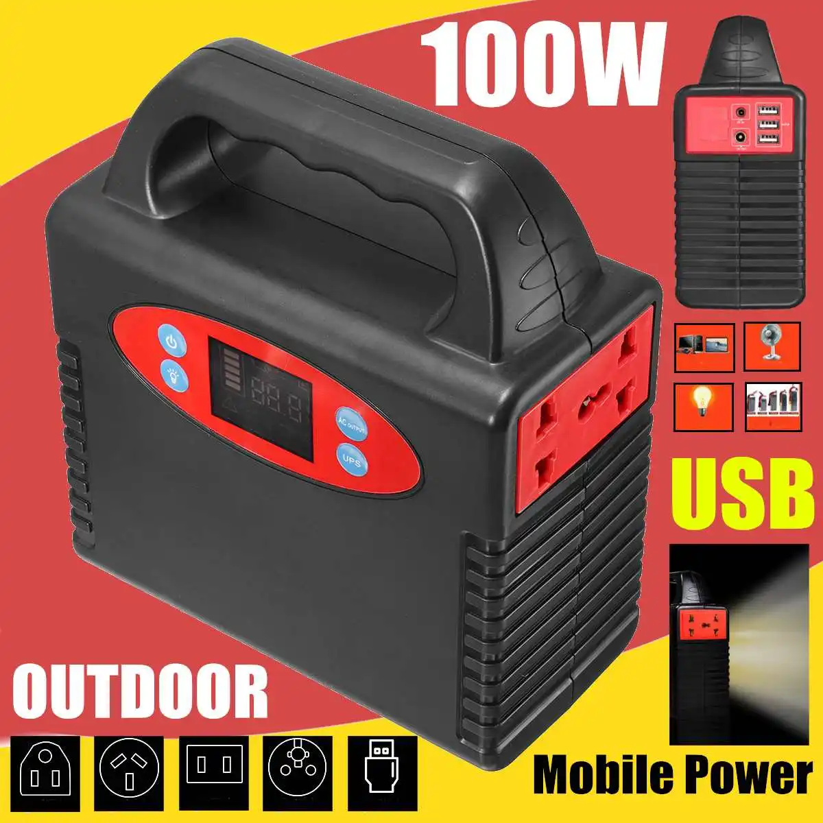 

Portable 100W Generator Inverter Emergency UPS Power Source Generator Power Station Inverter-Gas-free Power Station Power