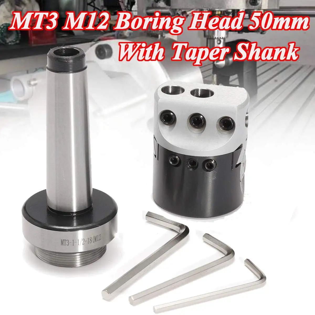 

1Set High Quality 50mm MT3-M12 Universal Usage Boring Head With Morse Taper Shank For Lathe Milling Tool