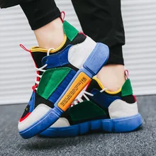 Новинка; сезон весна-осень; сетчатая поверхность; дышащая обувь на толстой подошве; универсальная модная повседневная мужская обувь